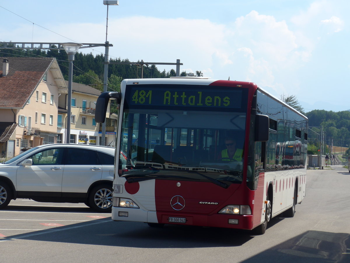 (195'607) - TPF Fribourg - Nr. 81/FR 300'342 - Mercedes am 5. August 2018 beim Bahnhof Palzieux