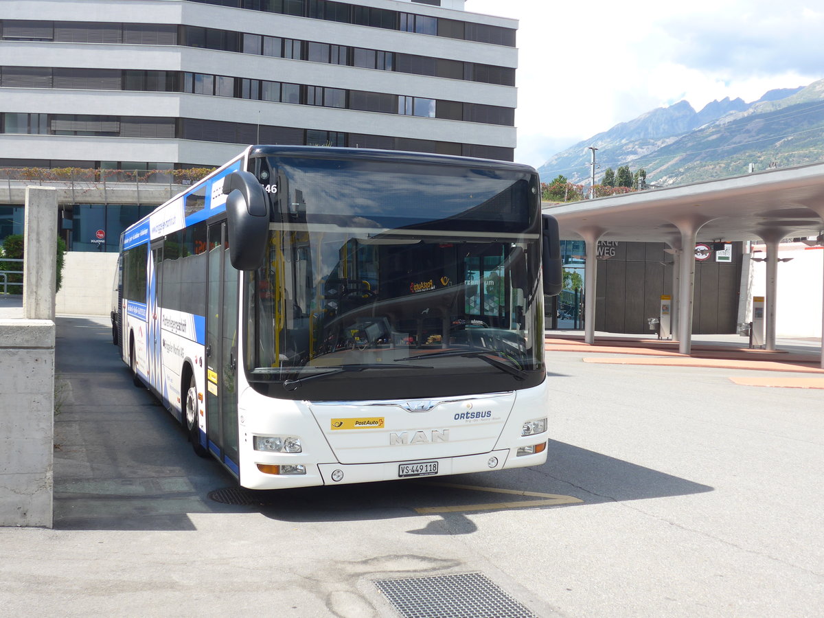 (196'072) - PostAuto Wallis - VS 449'118 - MAN am 19. August 2018 beim Bahnhof Visp