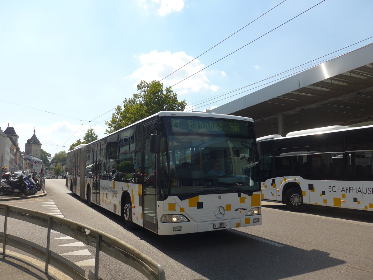 (196'156) - SB Schaffhausen - Nr. 8/SH 12'508 - Mercedes (ex Nr. 4) am 20. August 2018 beim Bahnhof Schaffhausen