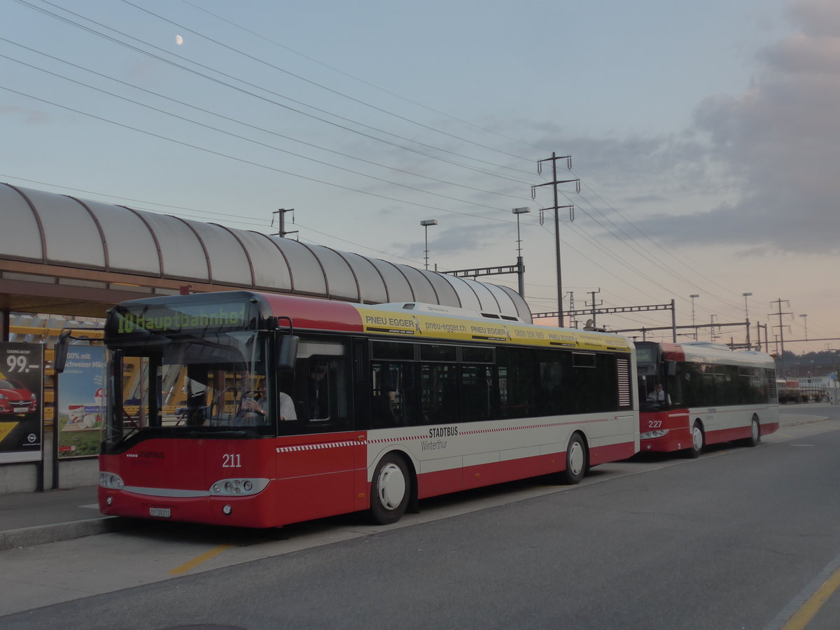 (196'175) - SW Winterthur - Nr. 211/ZH 730'211 - Solaris am 20. August 2018 beim Bahnhof Oberwinterthur