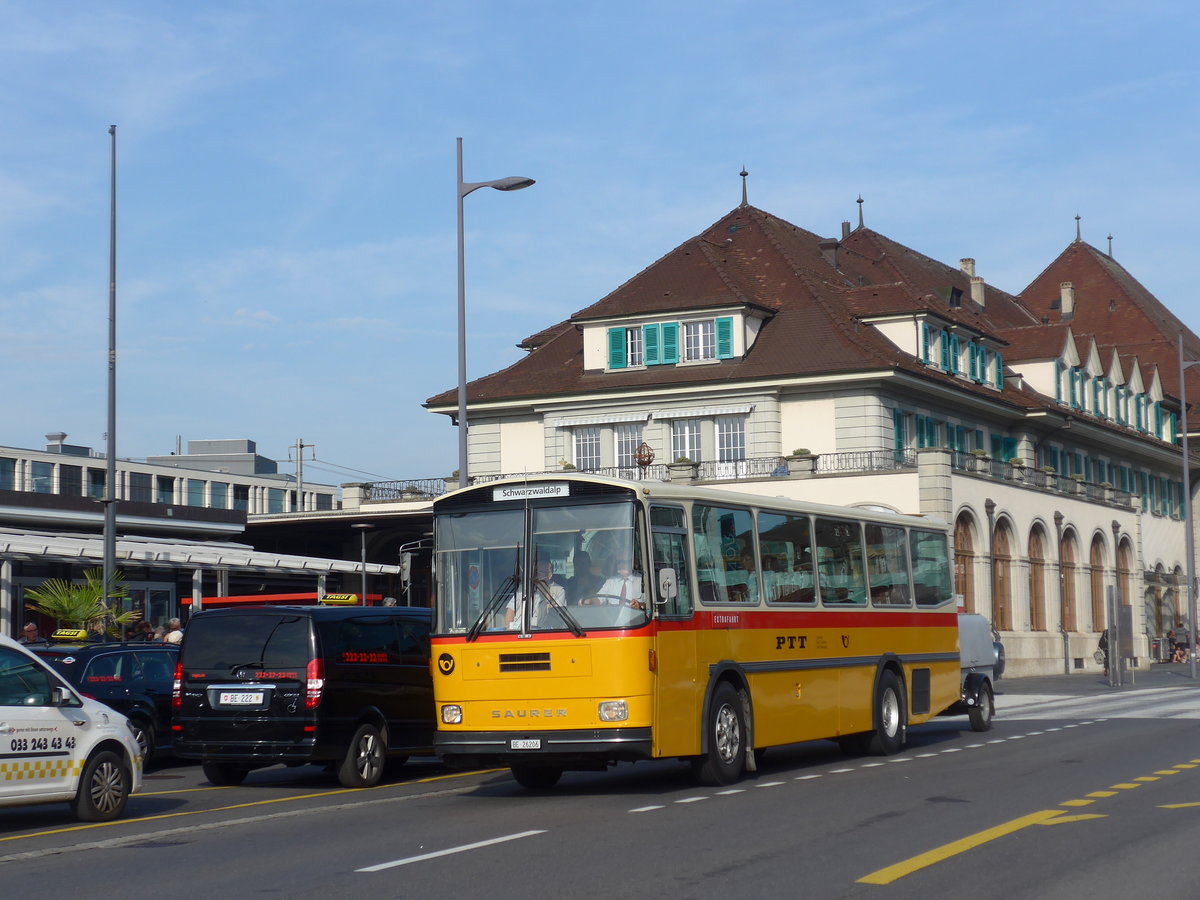 (197'659) - Schmid, Thrishaus - BE 26'206 - Saurer/Tscher (ex P 24'244) am 16. September 2018 beim Bahnhof Thun