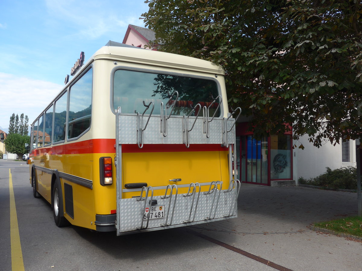 (197'667) - AVG Meiringen - Nr. 74/BE 607'481 - Saurer/R&J (ex PostAuto Berner Oberland; ex P 24'357) am 16. September 2018 in Meiringen, Postautostation