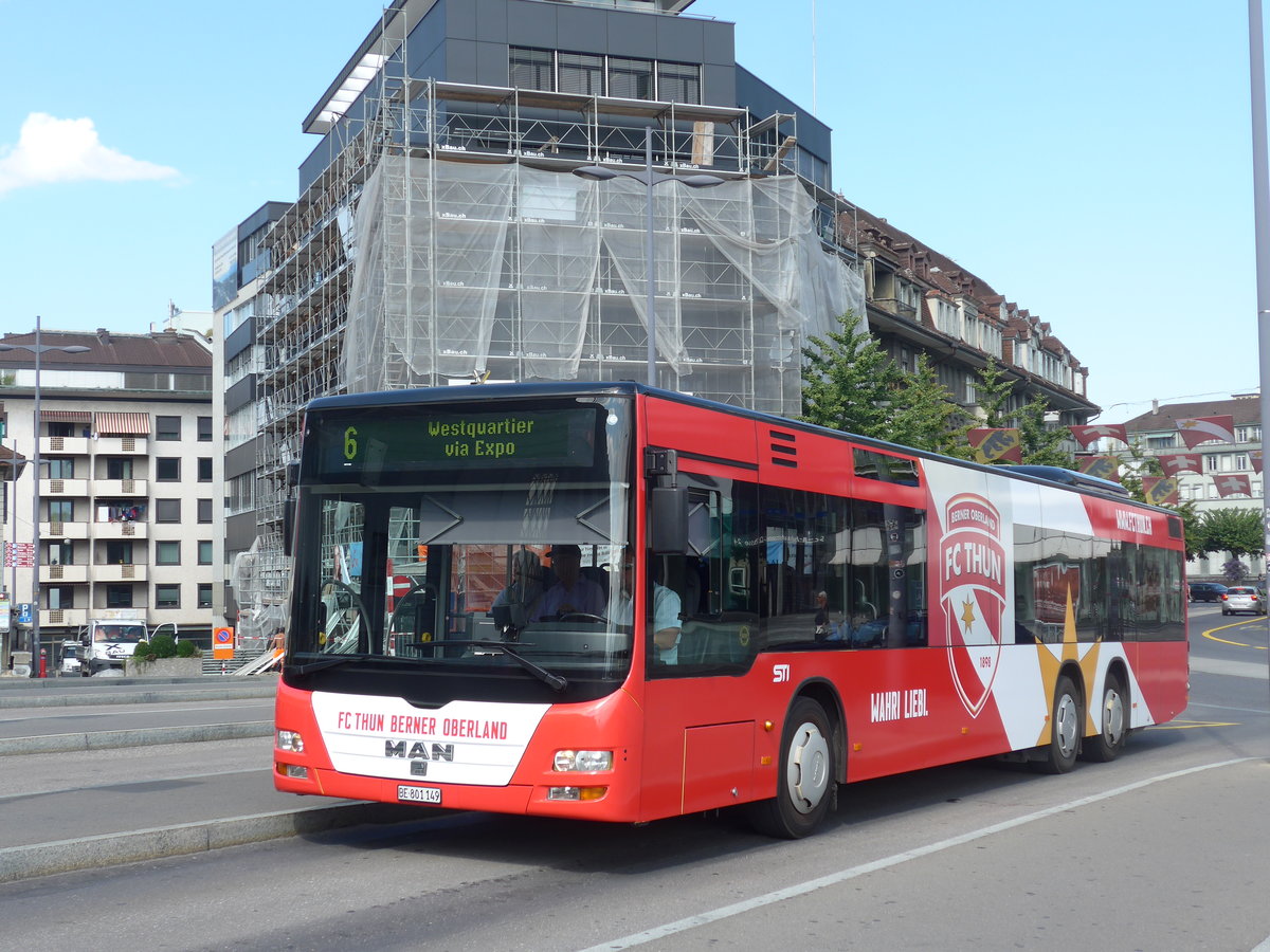 (197'887) - STI Thun - Nr. 149/BE 801'149 - MAN am 18. September 2018 beim Bahnhof Thun