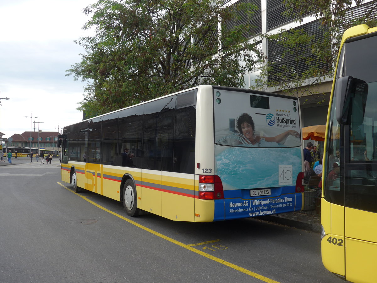 (197'908) - STI Thun - Nr. 123/BE 700'123 - MAN am 22. September 2018 bei der Schifflndte Thun