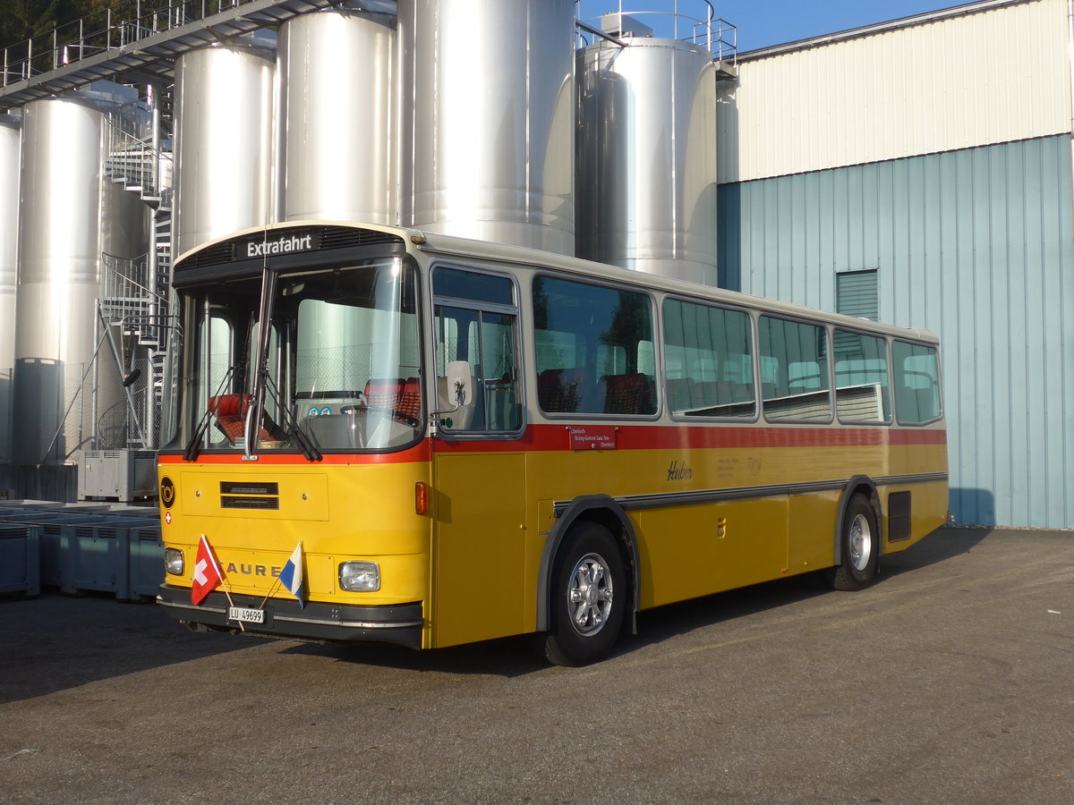 (197'989) - Huber, Oberkirch - LU 49'699 - Saurer/R&J (ex Frigg, Zernez; ex P 24'283) am 30. September 2018 in Willisau, Altes Zeughaus