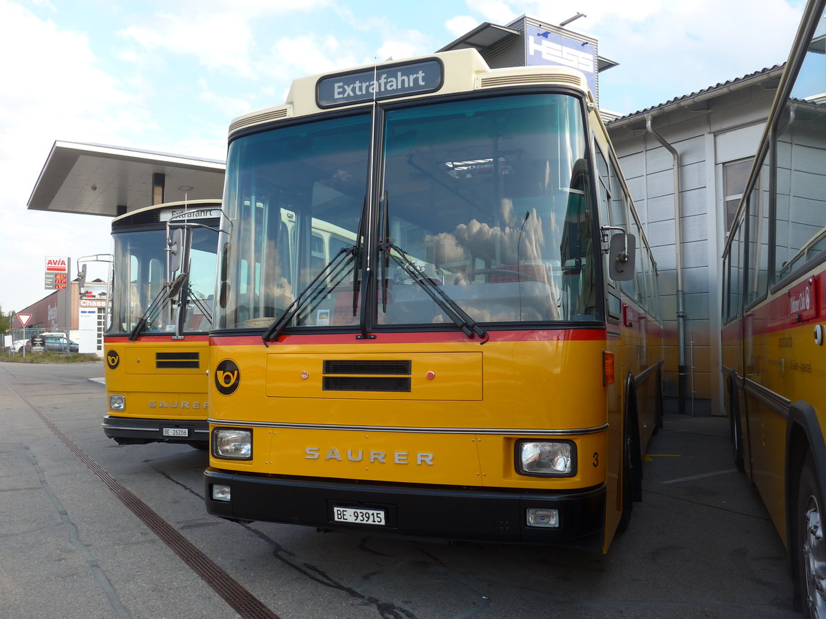 (198'050) - Kolb, Grasswil - Nr. 3/BE 93'915 - Saurer/R&J (ex Schmocker, Stechelberg Nr. 3; ex Nr. 1; ex Gertsch, Stechelberg Nr. 1) am 30. September 2018 in Bellach, Hess