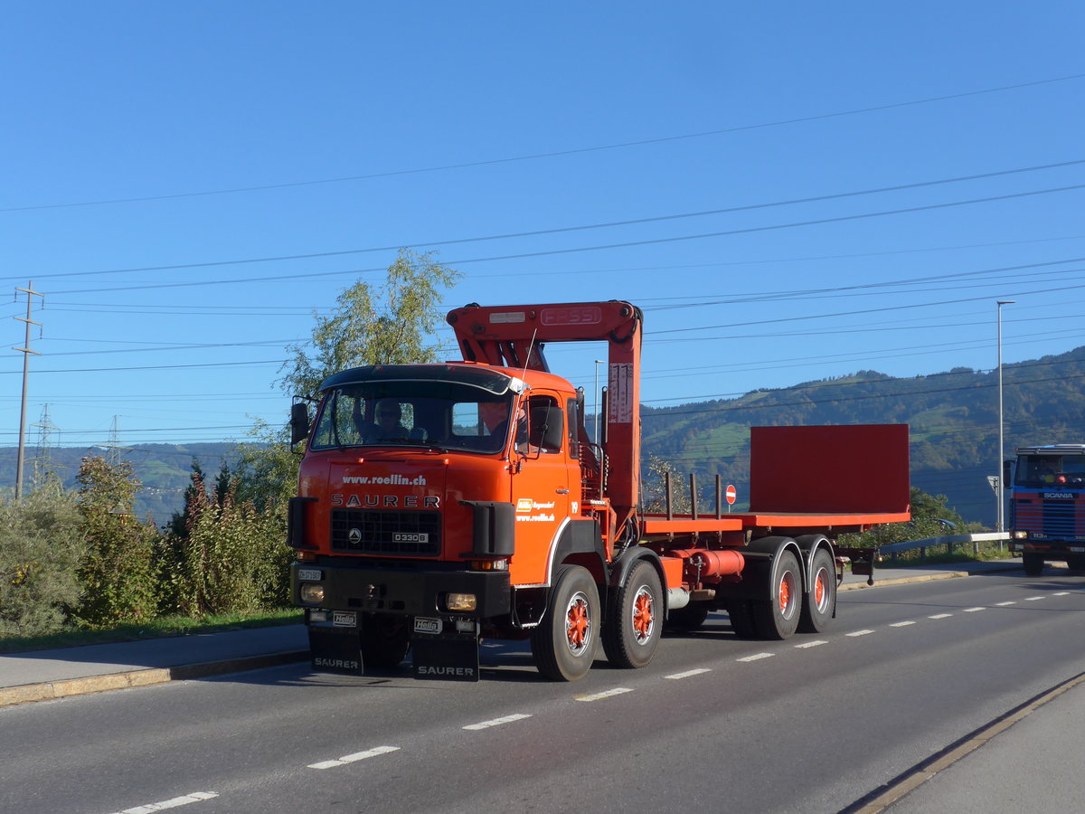 (198'145) - R�llin, Regensdorf - Nr. 19/ZH 371'507 - Saurer am 13. Oktober 2018 in Bilten, Sch�niserstrasse