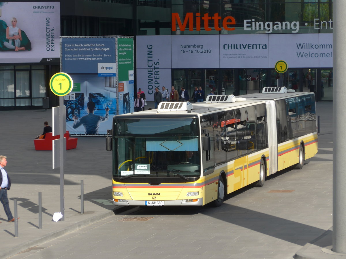 (198'335) - Bruckdorfer, Nrnberg - Nr. 119/N-NH 380 - MAN (ex STI Thun/CH Nr. 119) am 16. Oktober 2018 in Nrnberg, Messe