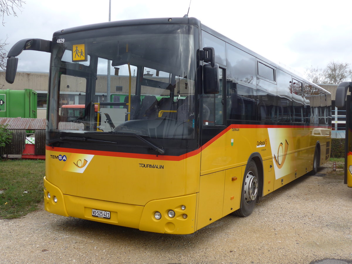 (199'005) - CarPostal Ouest - VD 525'421 - Temsa am 28. Oktober 2018 in Yverdon, Garage