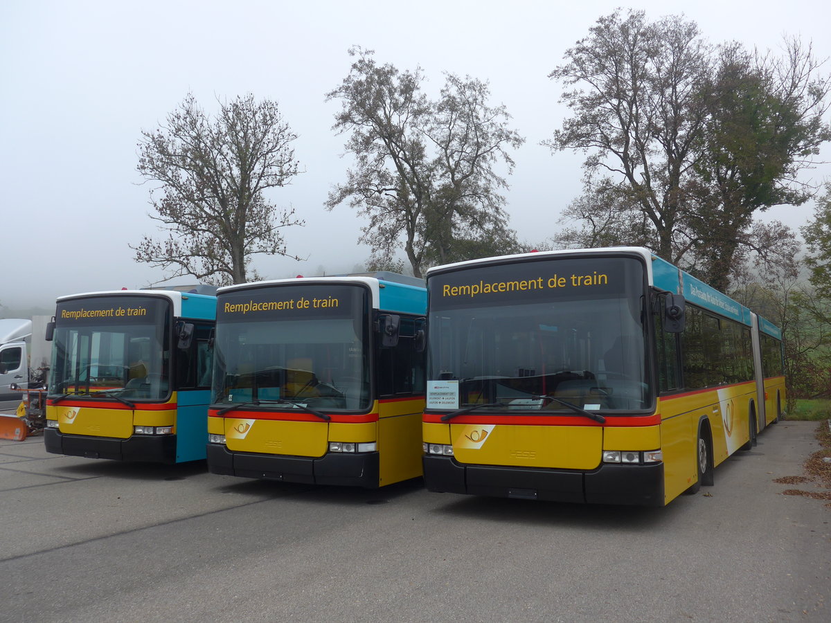 (199'226) - PostAuto Bern - Nr. 799 - Volvo/Hess (ex Bernmobil, Bern Nr. 272) am 4. November 2018 in Develier, Parkplatz