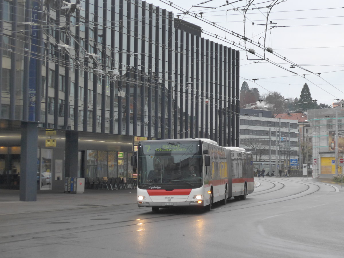 (199'482) - St. Gallerbus, St. Gallen - Nr. 287/SG 198'287 - MAN am 24. November 2018 beim Bahnhof St. Gallen