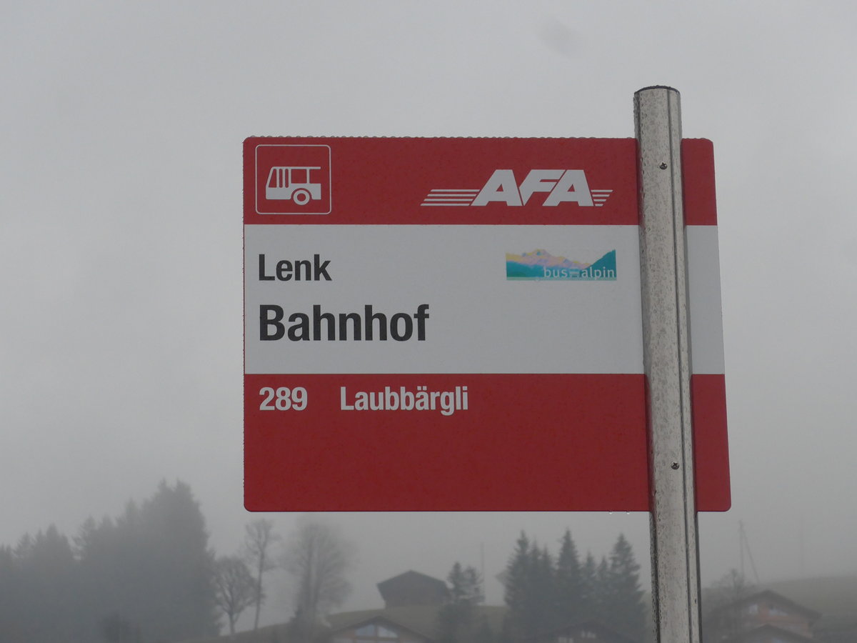(199'615) - AFA-Haltestelle - Lenk, Bahnhof - am 26. November 2018