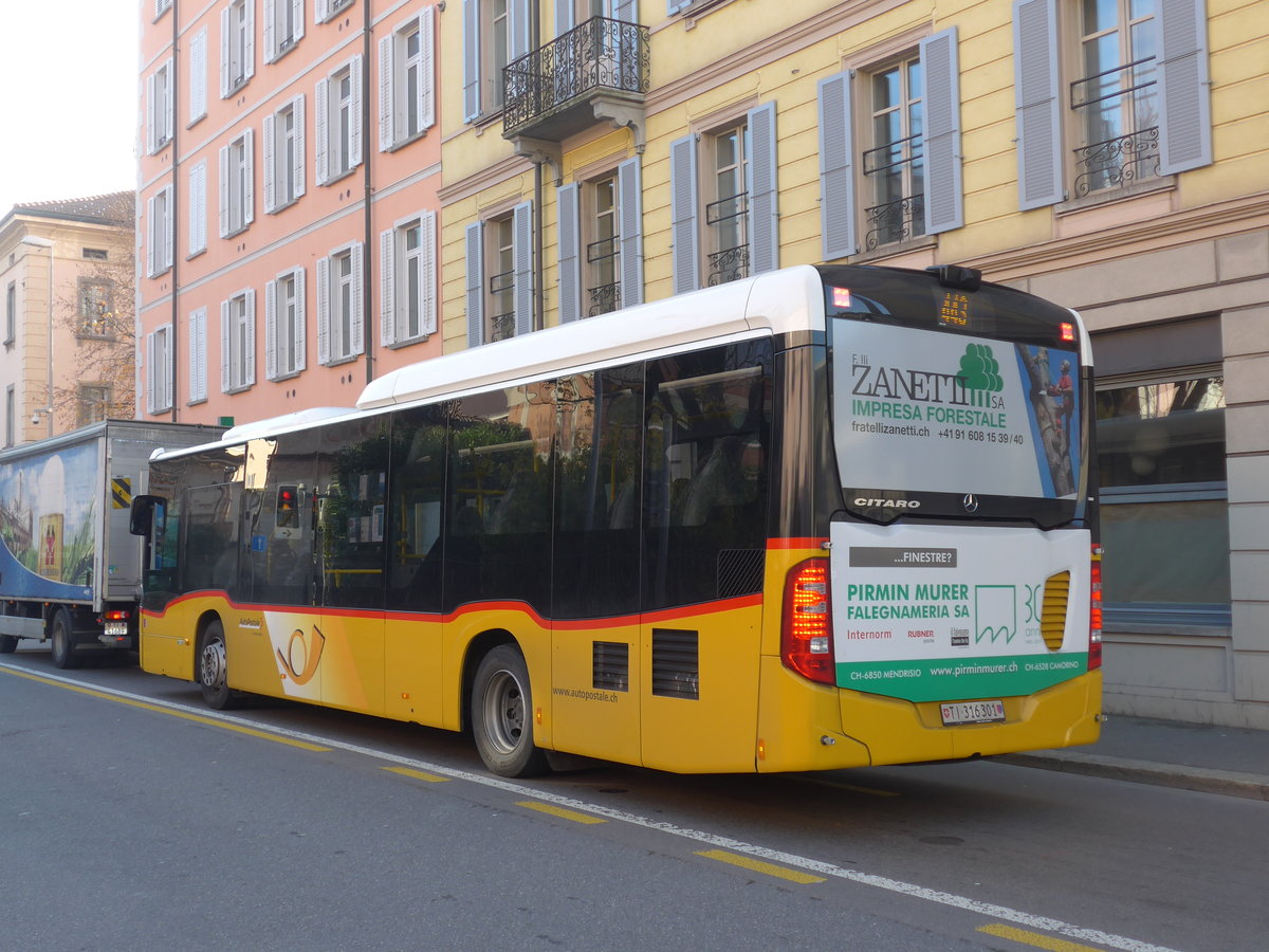 (199'686) - AutoPostale Ticino - Nr. 545/TI 316'301 - Mercedes am 7. Dezember 2018 in Lugano, Centro