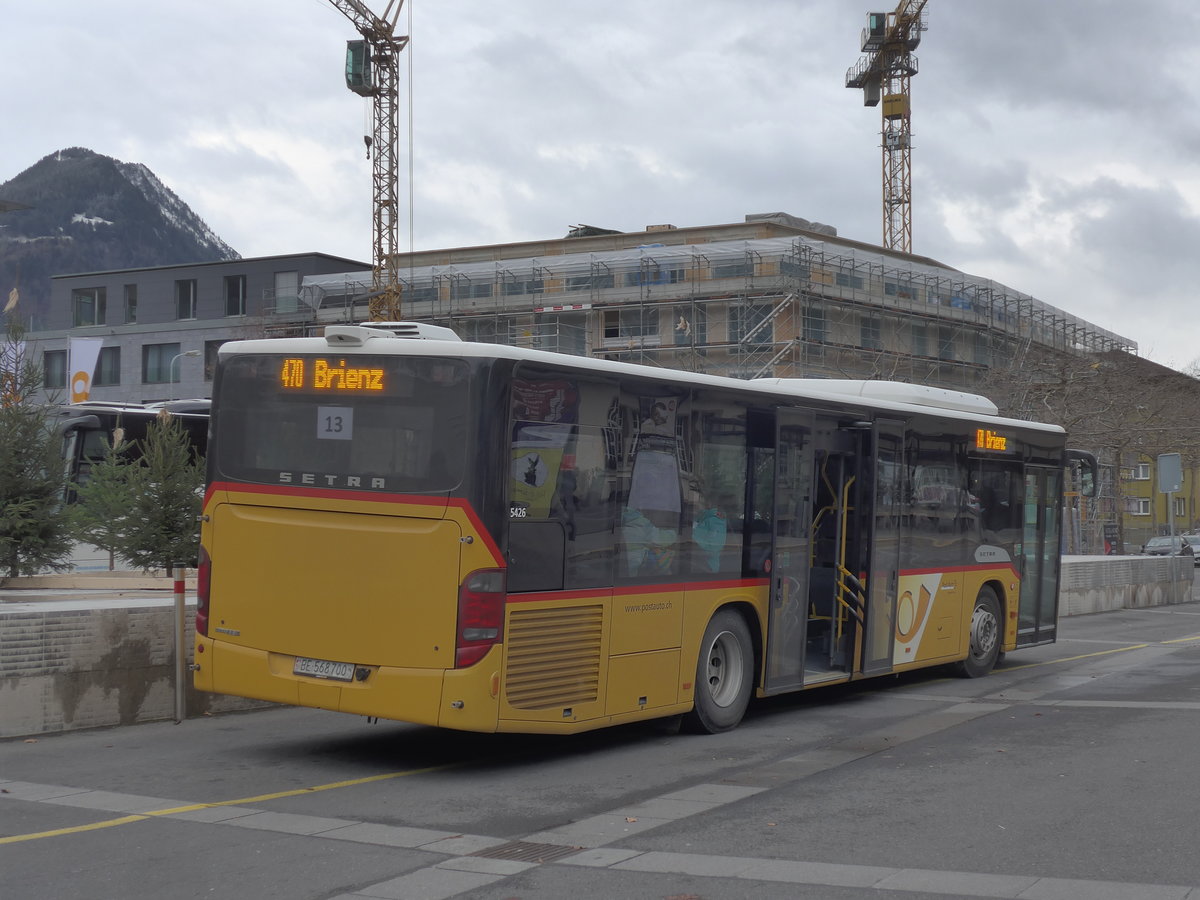 (199'867) - Flck, Brienz - Nr. 3/BE 568'700 - Setra am 8. Dezember 2018 beim Bahnhof Interlaken Ost