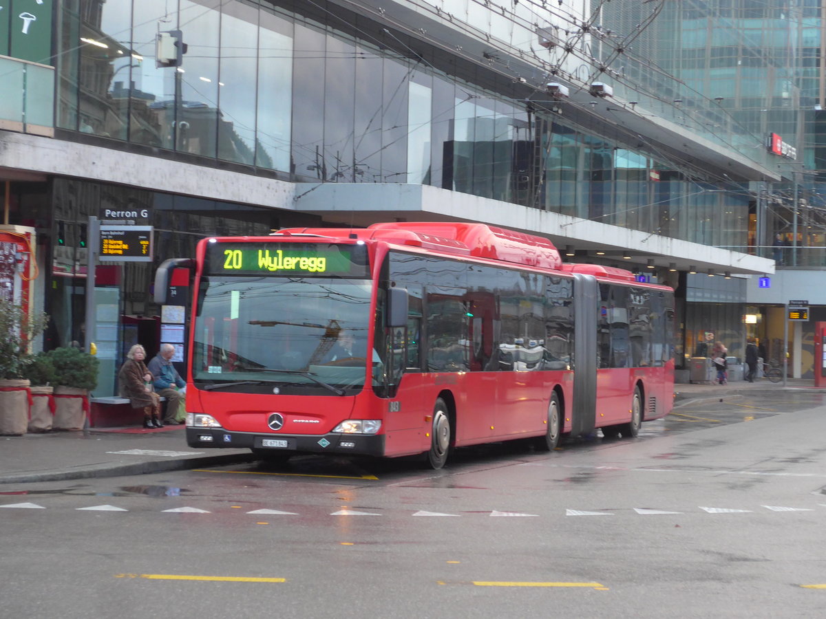 (199'941) - Bernmobil, Bern - Nr. 843/BE 671'843 - Mercedes am 10. Dezember 2018 beim Bahnhof Bern