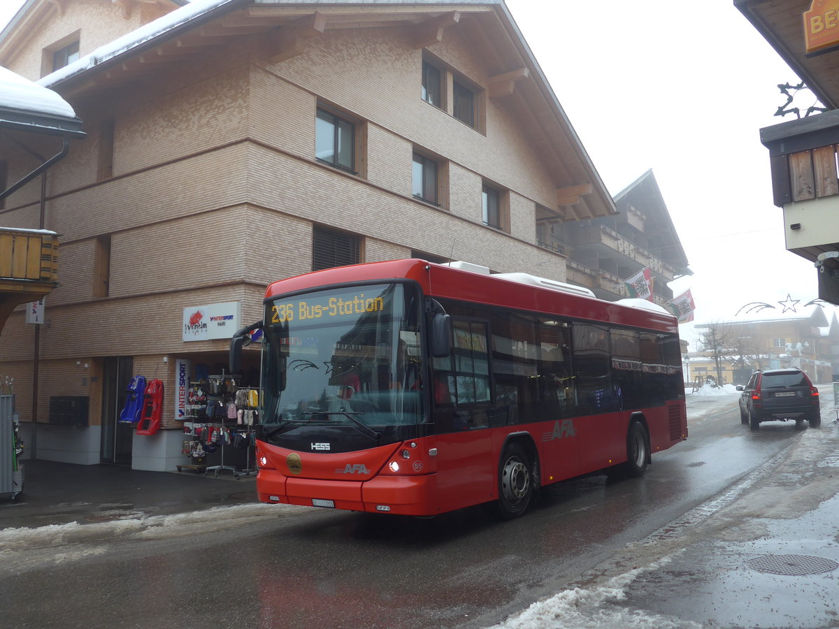 (199'986) - AFA Adelboden - Nr. 55/BE 611'055 - Scania/Hess am 16. Dezember 2018 in Adelboden, Dorfstrasse