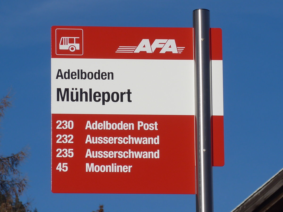 (200'229) - AFA-Haltestelle - Adelboden, M�hleport - am 25. Dezember 2018