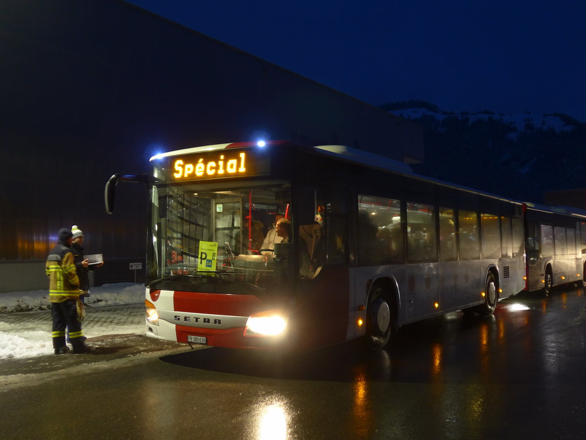 (200'656) - Wieland, Murten - Nr. 58/FR 300'636 - Setra am 12. Januar 2019 beim Bahnhof Frutigen