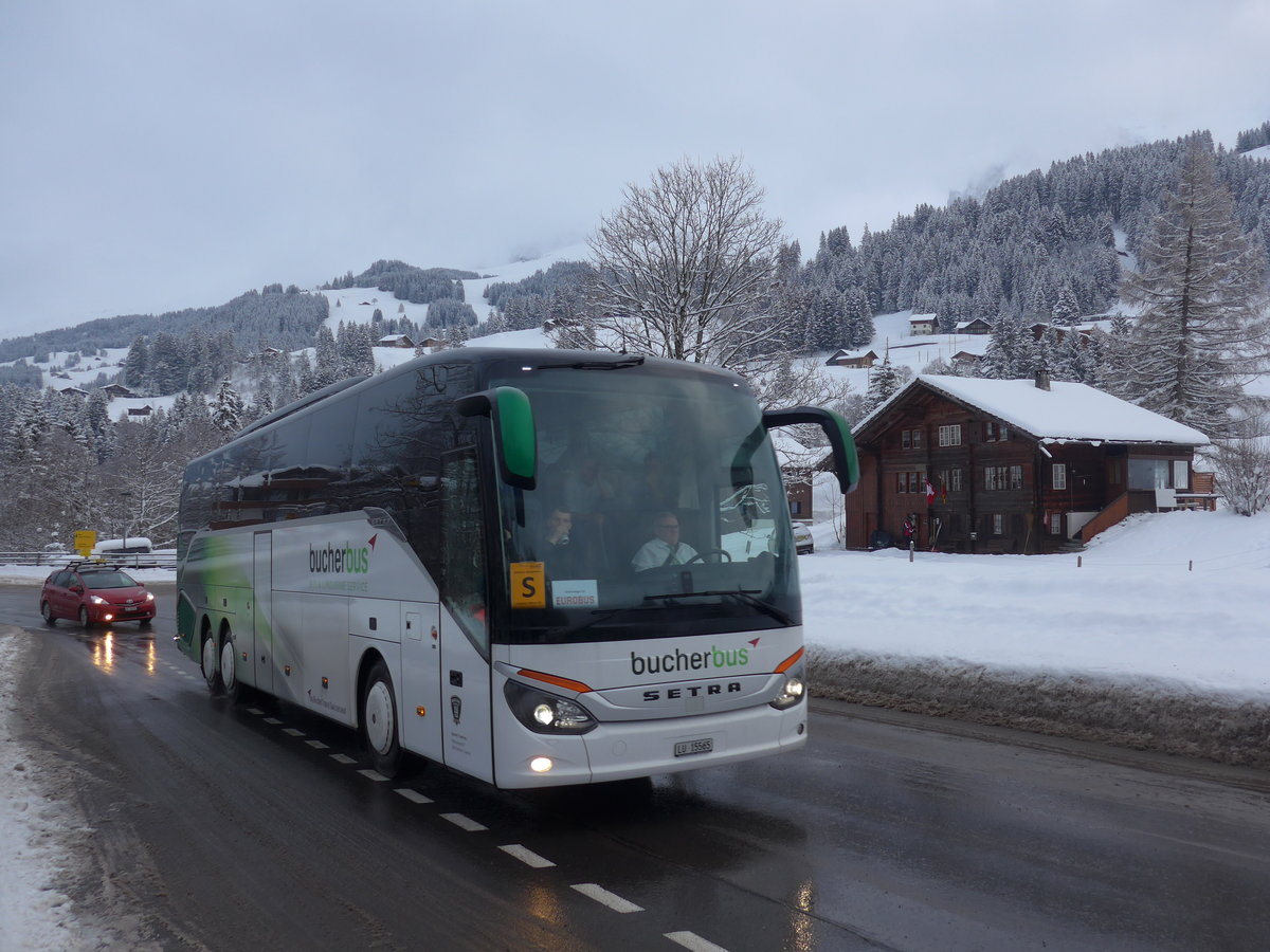 (200'774) - Bucher, Luzern - LU 15'565 - Setra am 12. Januar 2019 in Adelboden, Oey