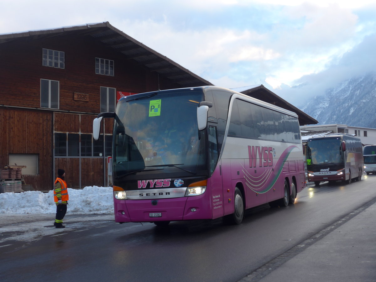 (200'990) - Wyss, Boningen - Nr. 50/SO 21'263 - Setra am 12. Januar 2019 beim Bahnhof Frutigen