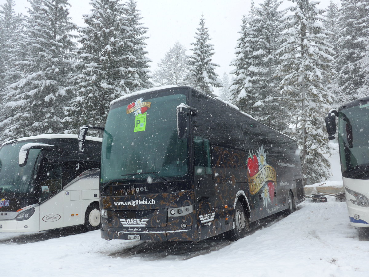 (201'158) - Gast, Utzenstorf - BE 41'755 - Van Hool am 13. Januar 2019 in Adelboden, Unter dem Birg