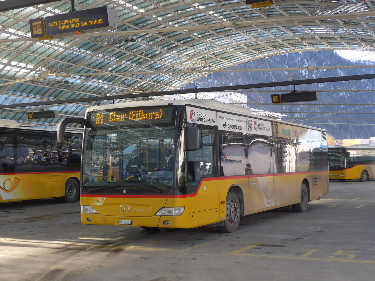 (201'238) - PostAuto Graubnden - GR 168'851 - Mercedes am 19. Januar 2019 in Chur, Postautostation