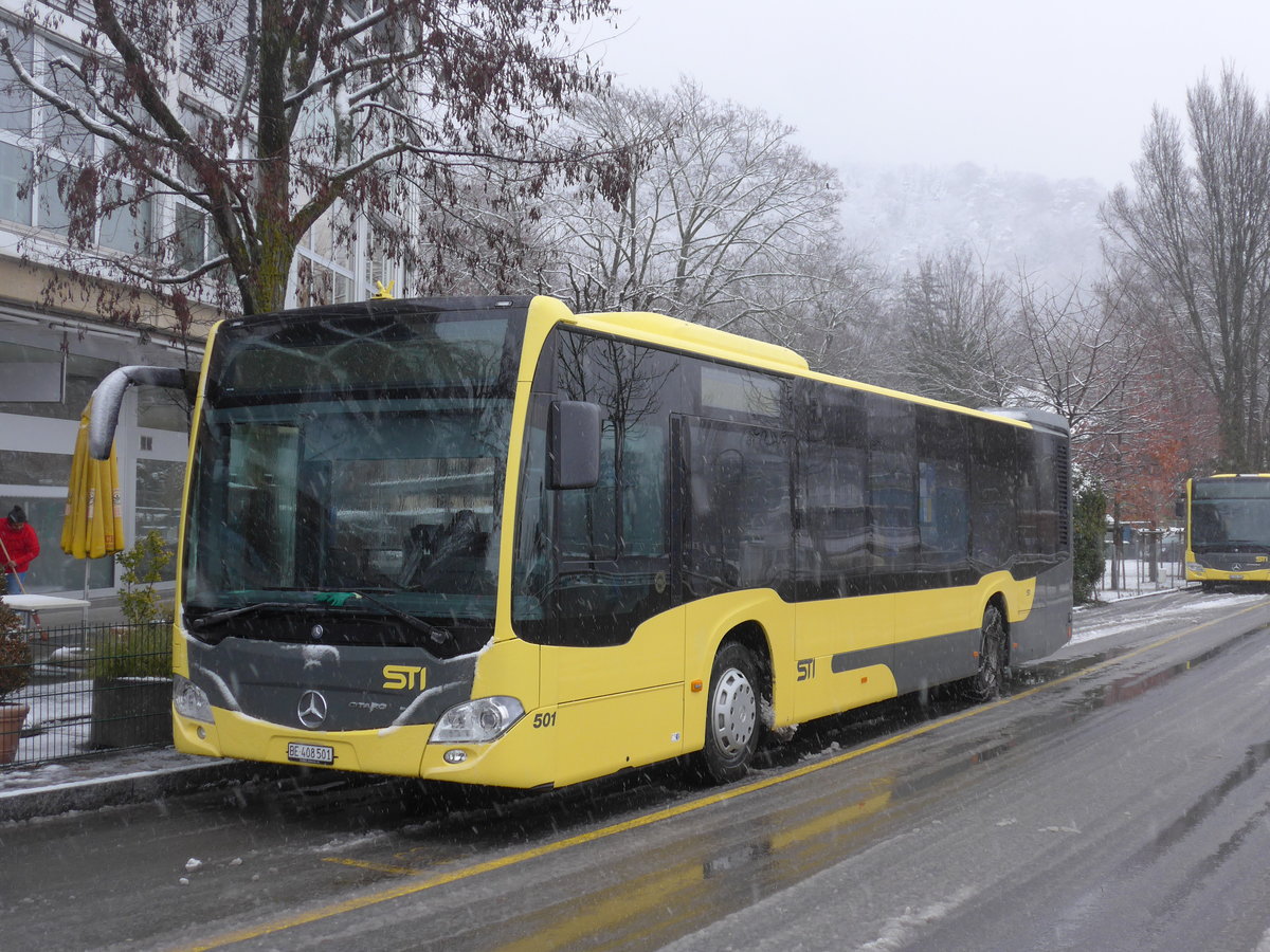 (201'436) - STI Thun - Nr. 501/BE 408'501 - Mercedes am 3. Februar 2019 bei der Schifflndte Thun