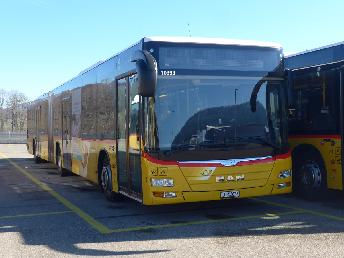 (201'589) - CarPostal Ouest - JU 52'078 - MAN (ex Nr. 78) am 16. Februar 2019 in Develier, Parkplatz