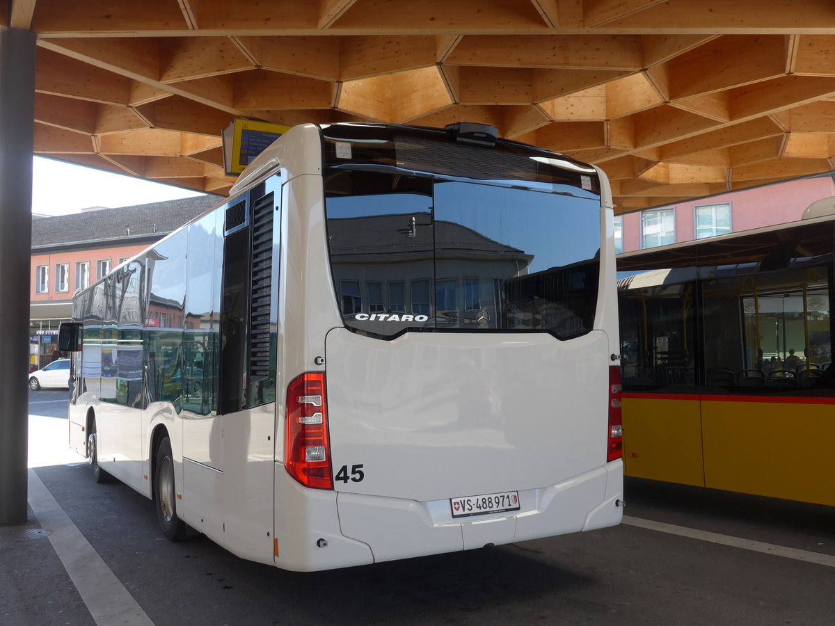 (201'769) - PostAuto Wallis - Nr. 45/VS 488'971 - Mercedes (ex TPC Aigle) am 24. Februar 2019 beim Bahnhof Sion