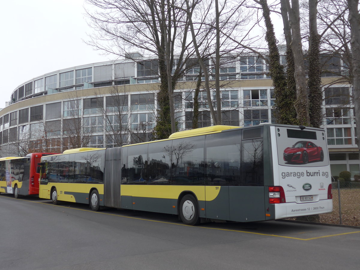 (201'796) - STI Thun - Nr. 143/BE 801'143 - MAN am 1. Mrz 2019 bei der Schifflndte Thun