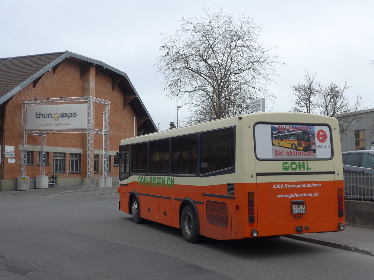 (201'801) - Gohl, Herzogenbuchsee - BE 815'877 - MAN/Lauber (ex AMSA Chiasso Nr. 19; ex Tresch, Amsteg) am 1. Mrz 2019 in Thun, Expo