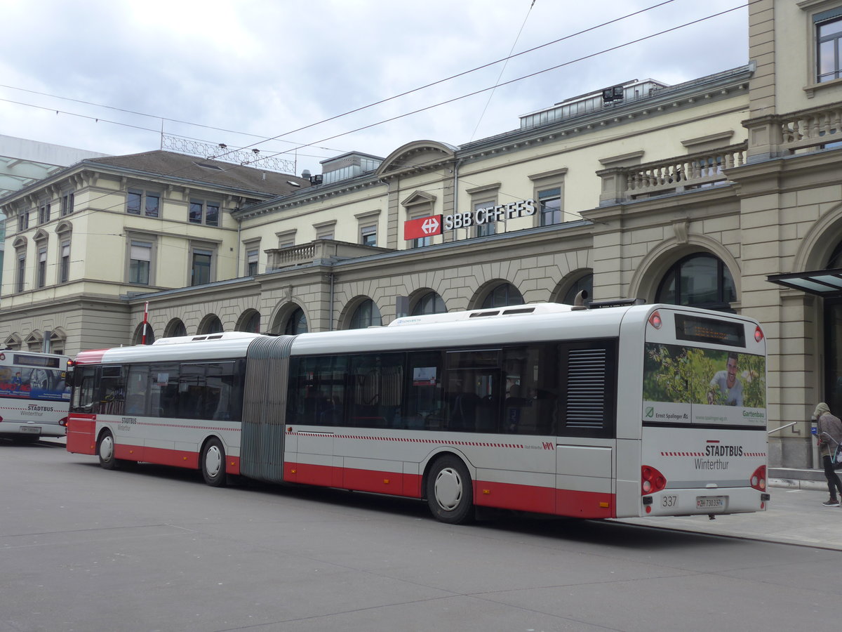 (201'993) - SW Winterthur - Nr. 337/ZH 730'337 - Solaris am 4. Mrz 2019 beim Hauptbahnhof Winterthur