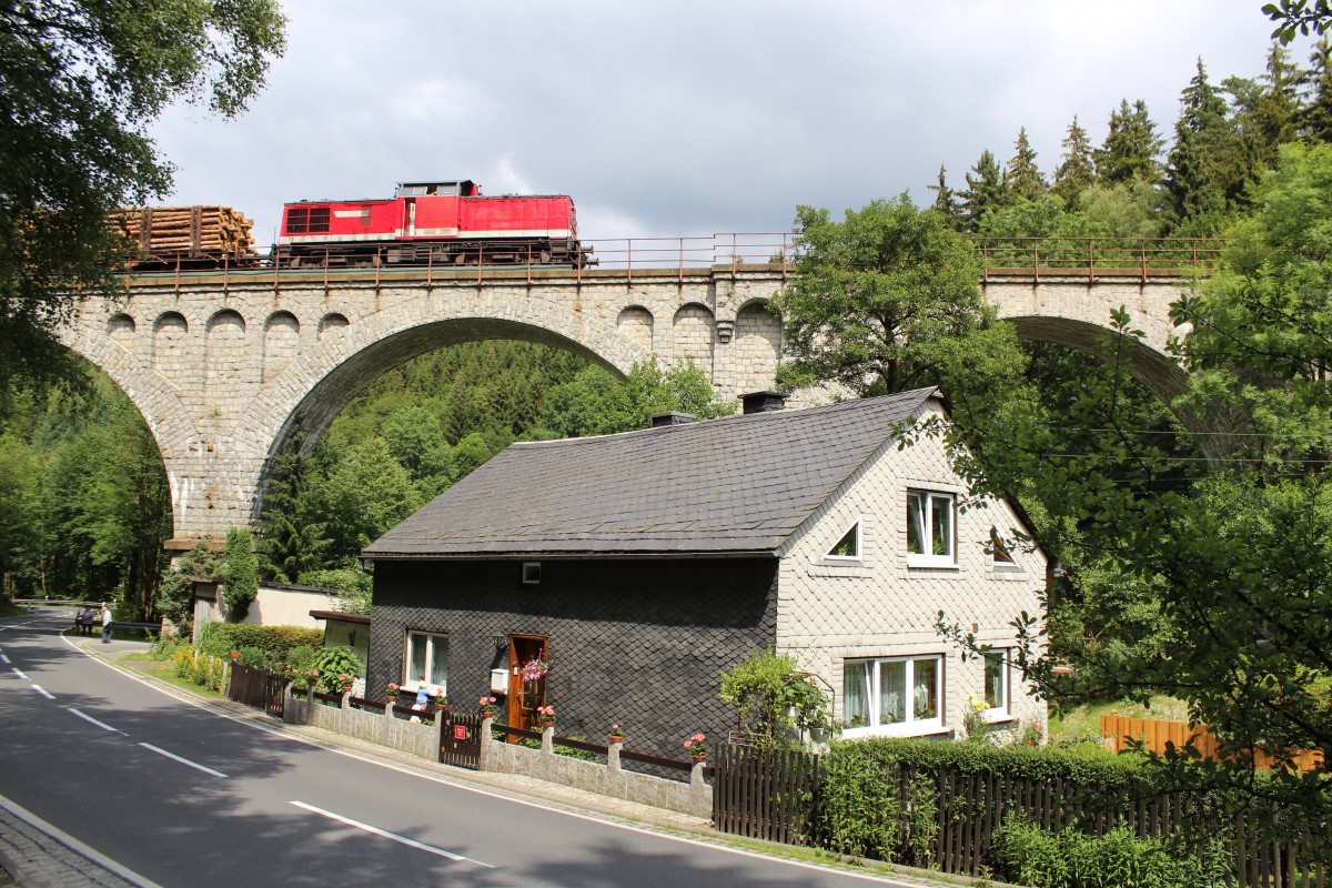 202 597-1 der EBS zu sehen am 07.07.14 kurz vor Wurzbach.