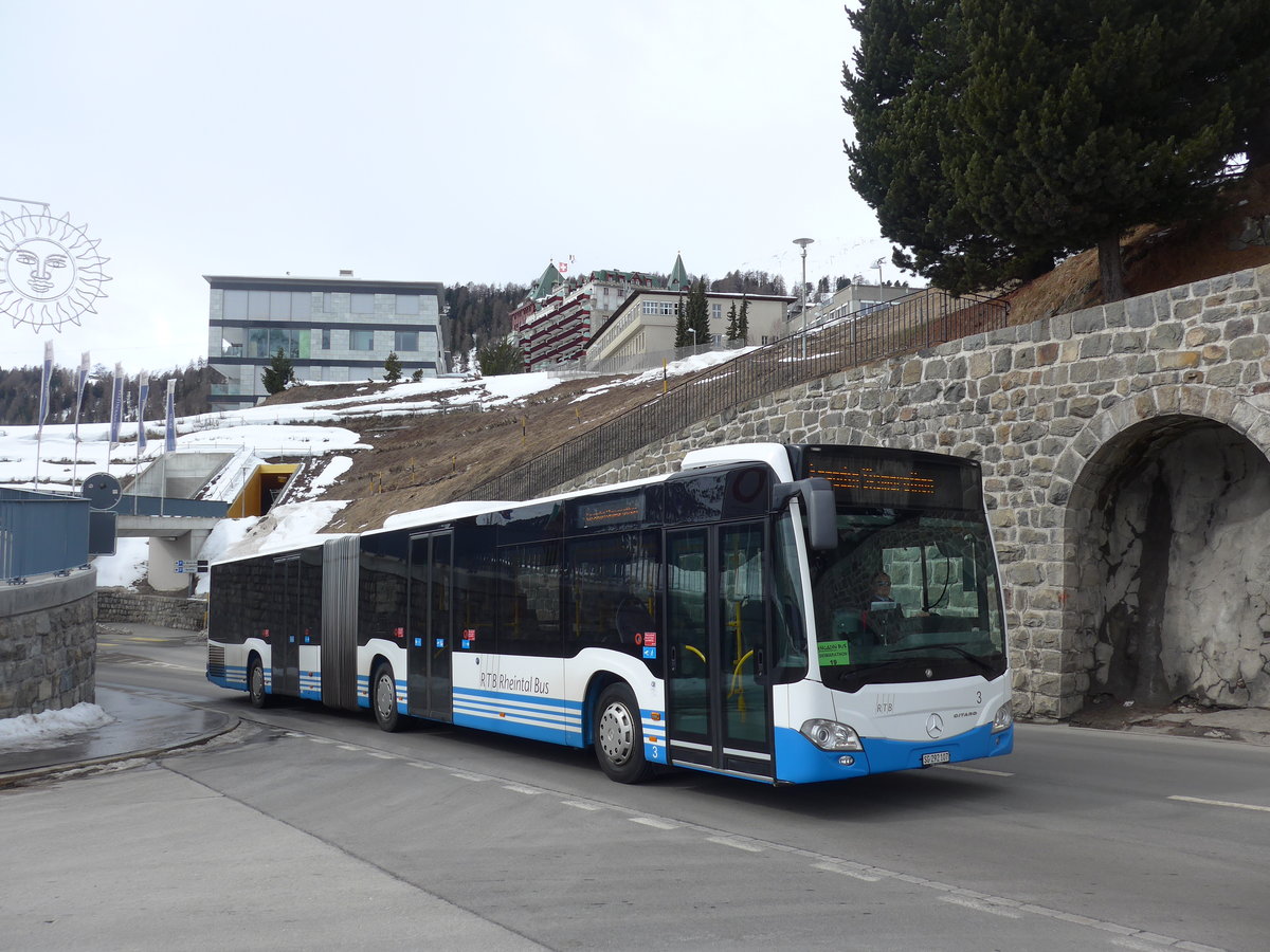 (202'073) - RTB Altsttten - Nr. 3/SG 292'107 - Mercedes am 10. Mrz 2019 beim Bahnhof St. Moritz