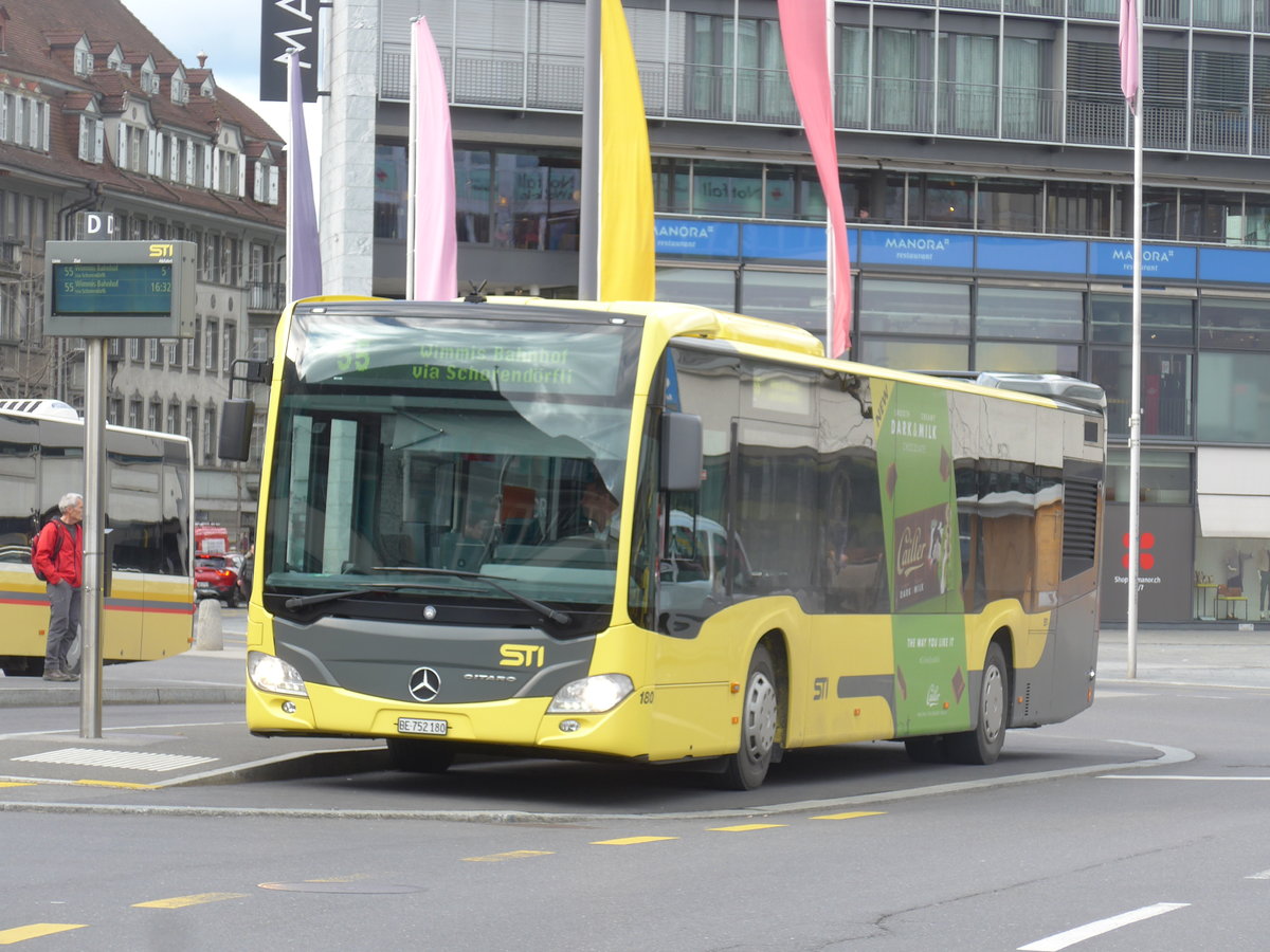 (202'514) - STI Thun - Nr. 180/BE 752'180 - Mercedes am 18. Mrz 2019 beim Bahnhof Thun