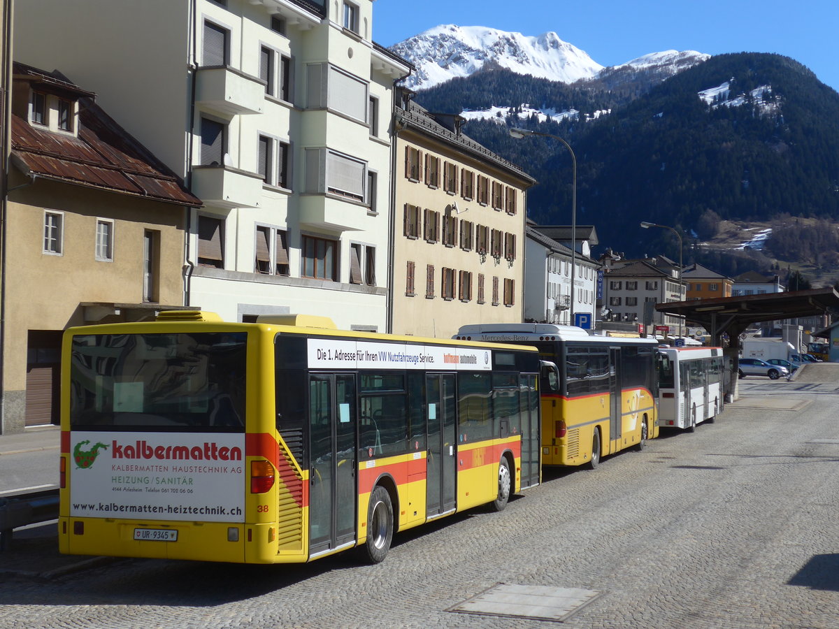 (202'532) - Meyer, Gschenen - Nr. 38/UR 9345 - Mercedes (ex BLT Oberwil Nr. 38) am 19. Mrz 2019 beim Bahnhof Airolo