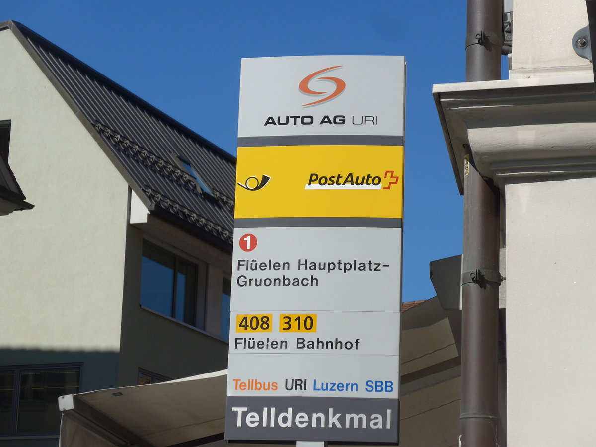 (202'815) - AAGU/PostAuto-Haltestelle - Altdorf, Telldenkmal - am 22. M�rz 2019