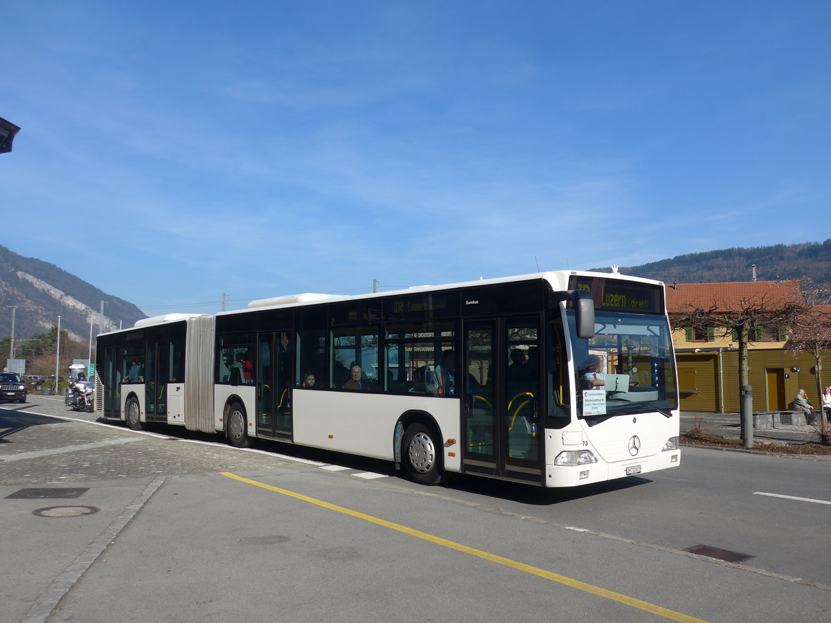 (202'885) - Welti-Furrer, Bassersdorf - Nr. 73/ZH 712'673 - Mercedes (ex Nr. 97) am 22. Mrz 2019 beim Bahnhof Alpnachstad