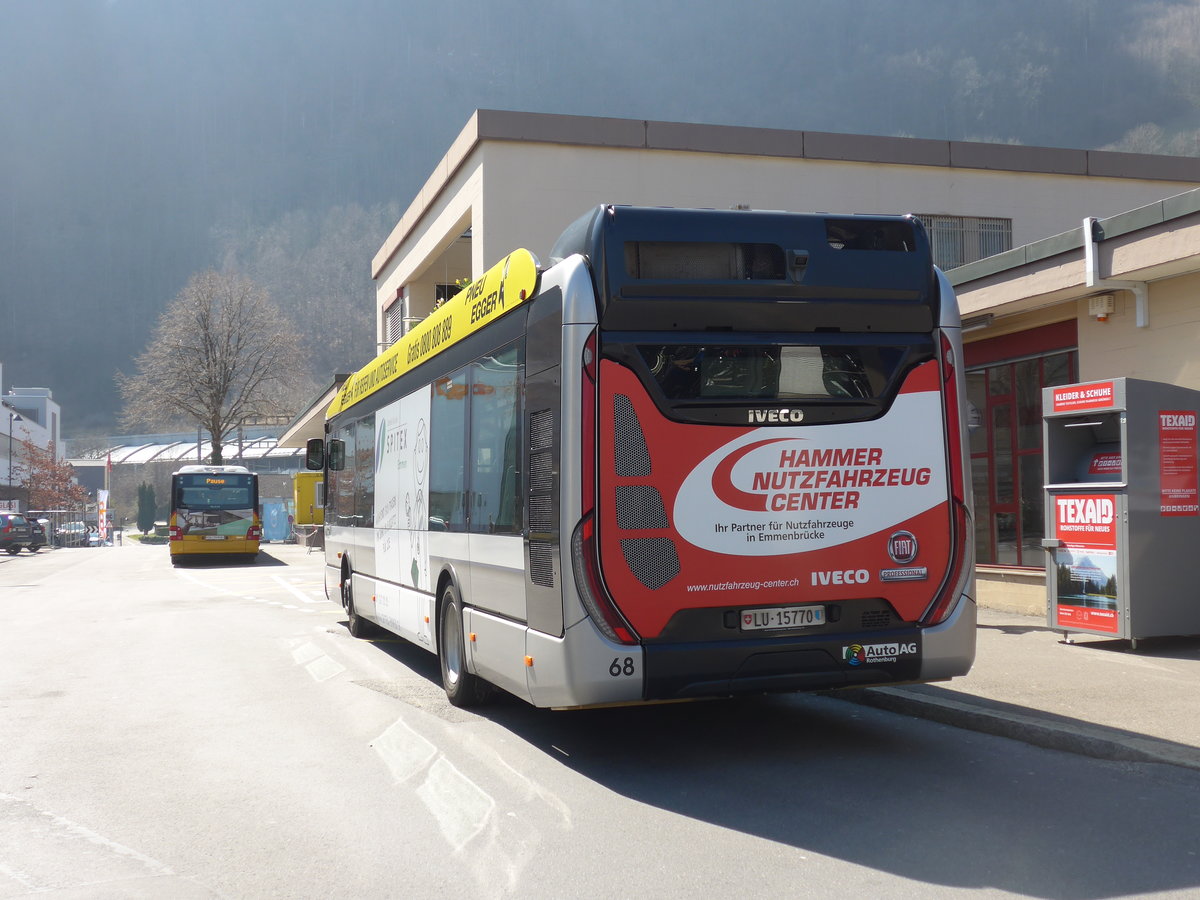 (203'322) - AAGR Rothenburg - Nr. 68/LU 15'770 - Iveco am 30. Mrz 2019 beim Bahnhof Hergiswil