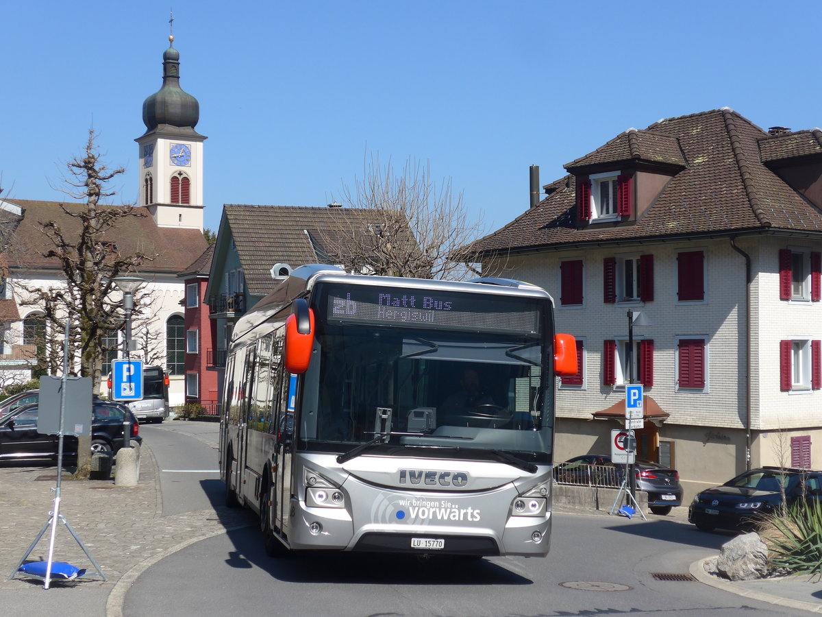 (203'329) - AAGR Rothenburg - Nr. 68/LU 15'770 - Iveco am 30. Mrz 2019 beim Bahnhof Hergiswil