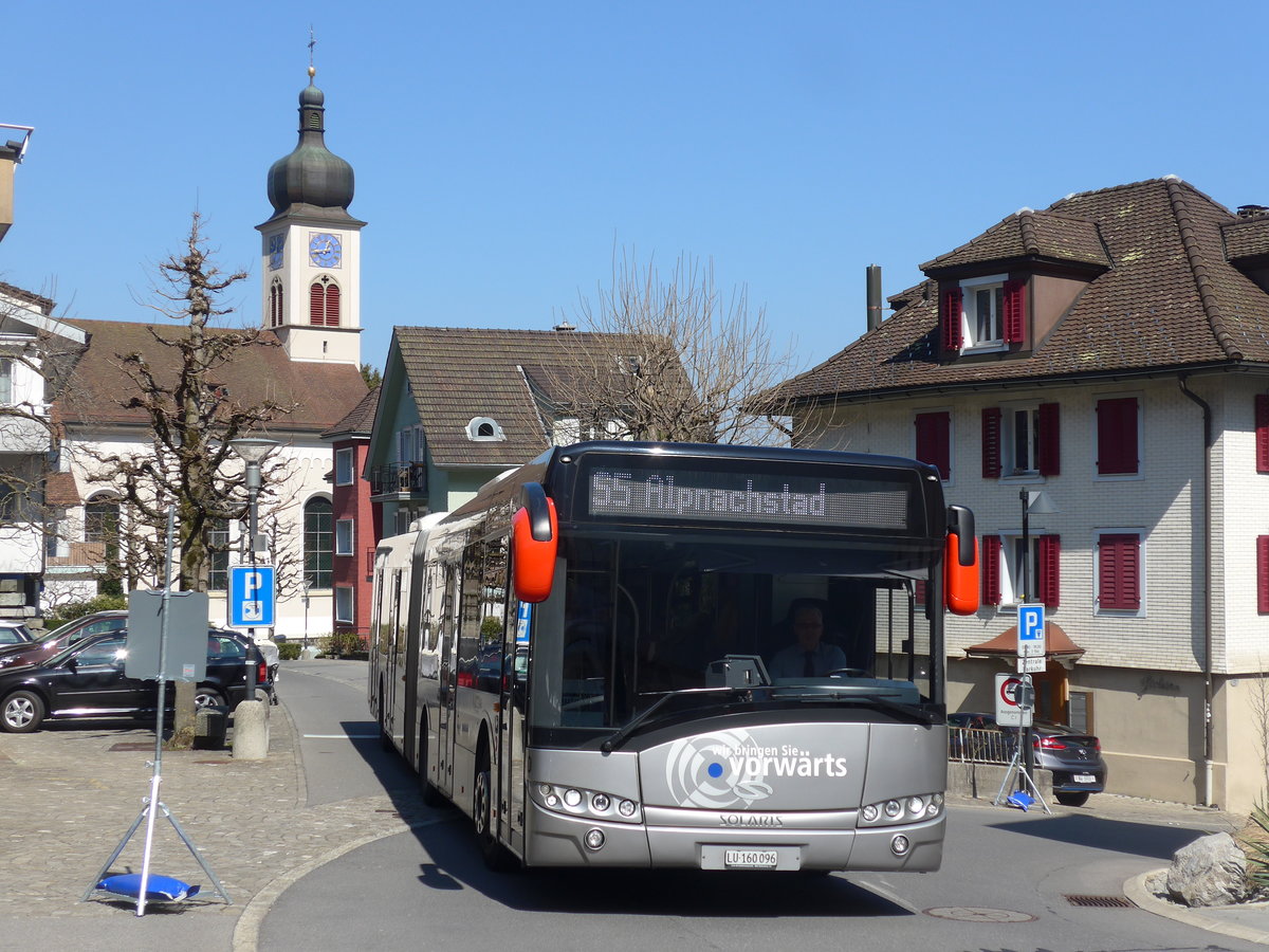 (203'330) - AAGR Rothenburg - Nr. 10/LU 160'096 - Solaris am 30. Mrz 2019 beim Bahnhof Hergiswil