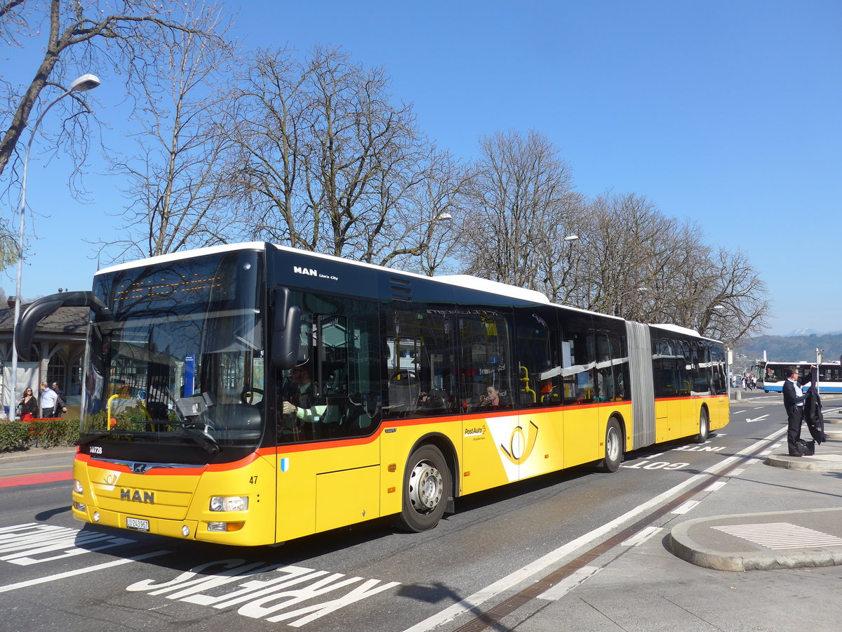 (203'342) - SB Trans, Sursee - Nr. 47/LU 243'967 - MAN am 30. Mrz 2019 beim Bahnhof Luzern