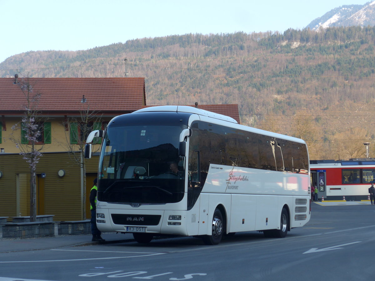 (203'406) - Aus Polen: Strychalski, Krakw - K3 DST - MAN am 30. Mrz 2019 beim Bahnhof Alpnachstad