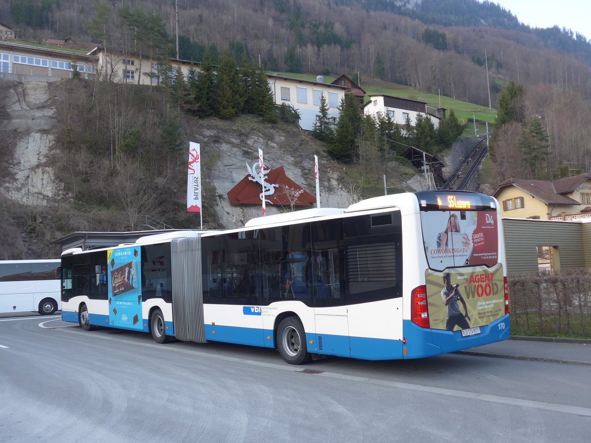 (203'409) - VBL Luzern - Nr. 170/LU 174'907 - Mercedes am 30. Mrz 2019 beim Bahnhof Alpnachstad