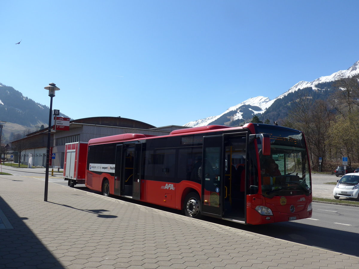 (203'437) - AFA Adelboden - Nr. 27/BE 26'773 - Mercedes am 31. Mrz 2019 beim Bahnhof Frutigen