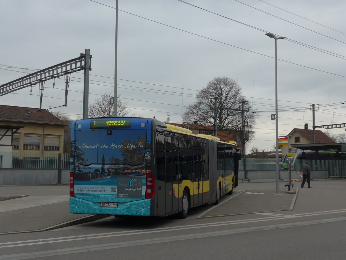 (203'457) - STI Thun - Nr. 170/BE 752'170 - Mercedes am 7. April 2019 beim Bahnhof Mnsingen