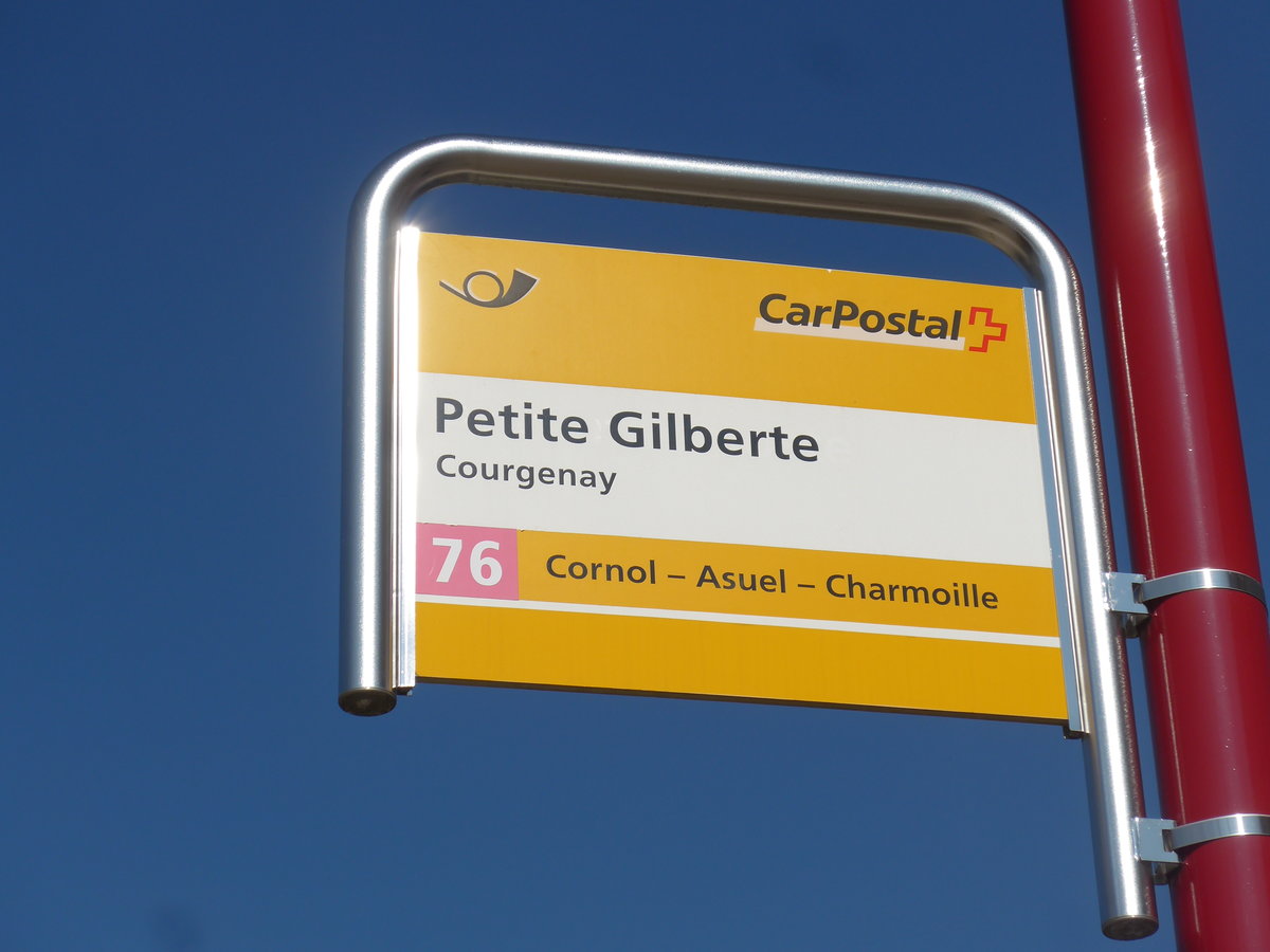 (203'775) - PostAuto-Haltestelle - Courgenay, Petite Gilberte - am 15. April 2019