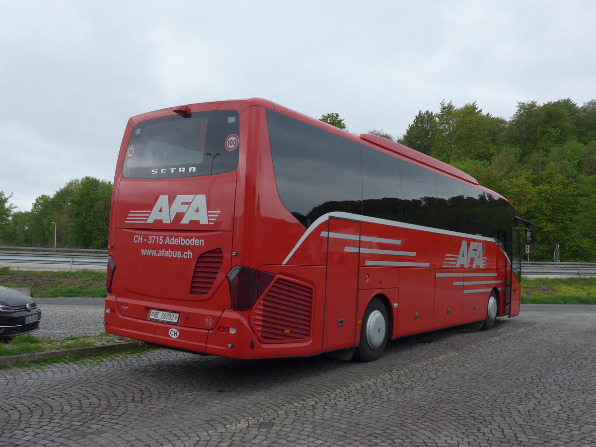 (204'700) - Aus der Schweiz: AFA Adelboden - Nr. 15/BE 26'702 - Setra am 10. Mai 2019 in Schellerten, Raststtte Hildesheimer Brde