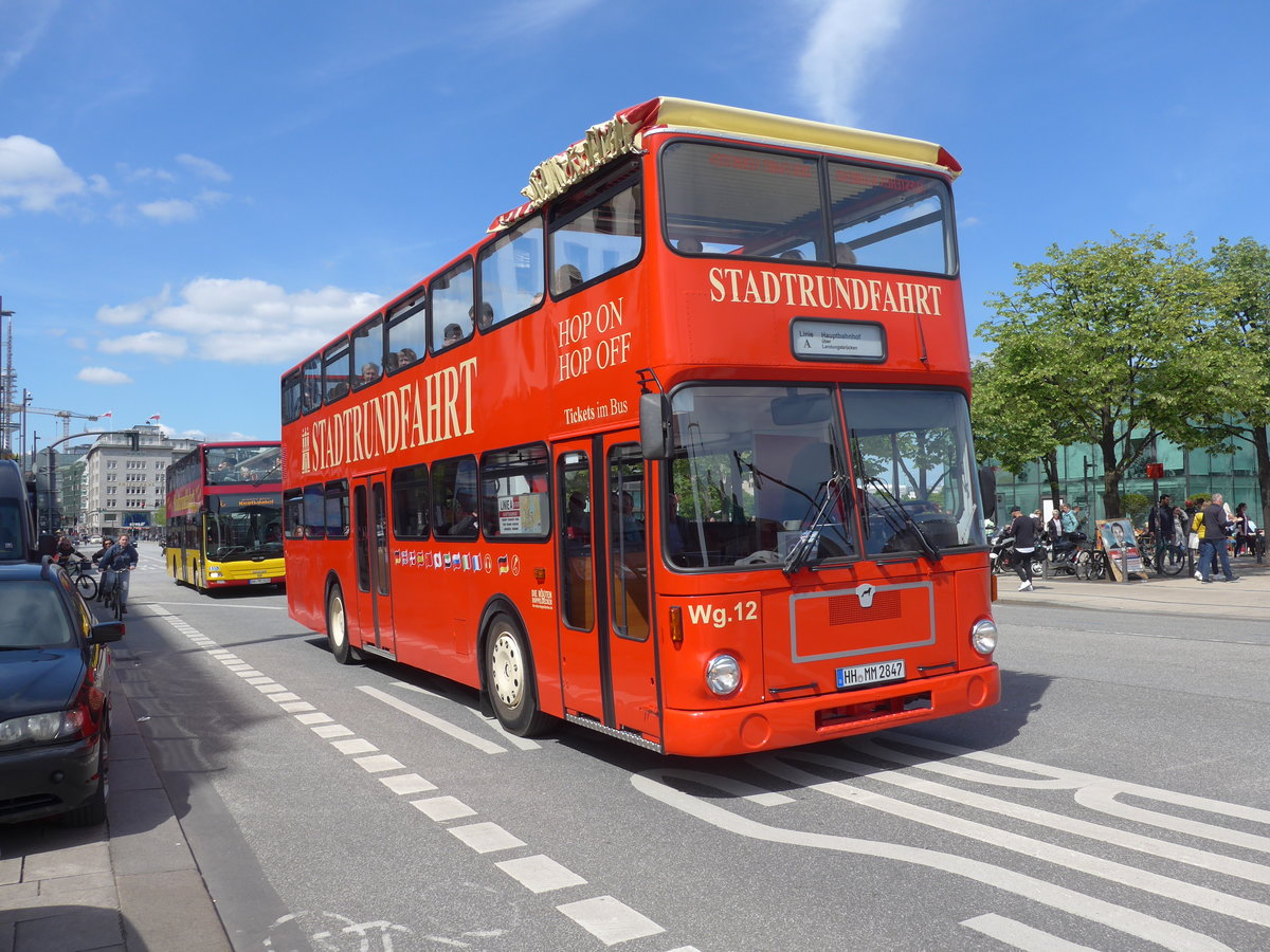 (204'932) - Die roten Doppeldecker, Hamburg - Nr. 12/HH-MM 2847 - MAN (ex Globetrotter, Rosengarten; ex BVG Berlin Nr. 2873) am 11. Mai 2019 in Hamburg, Jungfernstieg