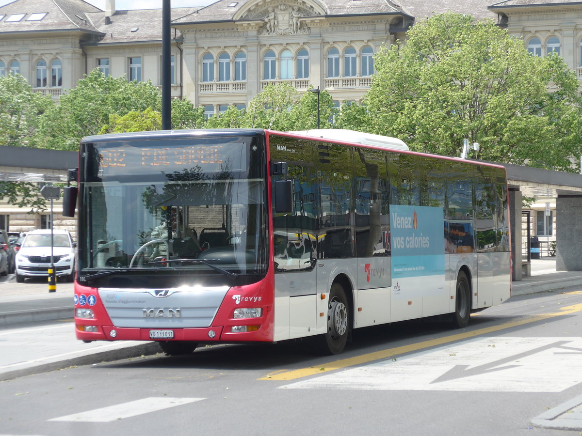 (205'431) - TRAVYS Yverdon - Nr. 116/VD 133'031 - MAN am 25. Mai 2019 beim Bahnhof Yverdon